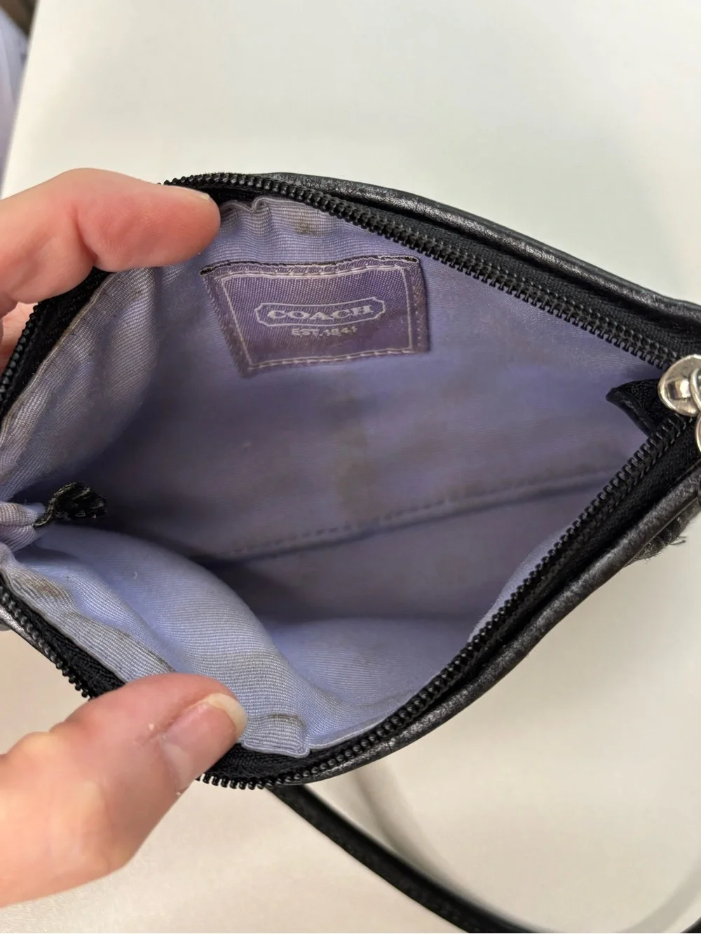 Coach, Black and silver lurex wristlet pre owned loved . Vintage